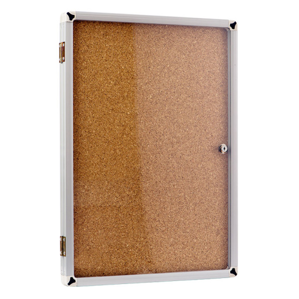 90X120 İNCE ÇERÇEVE KAPAKLI CAMEKANLI MANTAR PANO