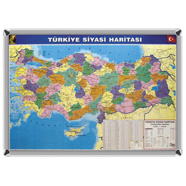 70X100 TÜRKİYE SİYASİ HARİTA METAL ÇERÇEVE 